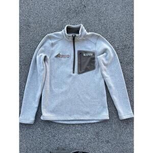 KUIU Base Camp High Loft Sweater Fleece Pullover Mens S Beige Half Zip Outdoor